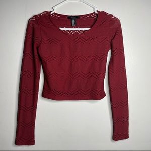 Forever 21 Red, Long Sleeve Crop Top, Size Small